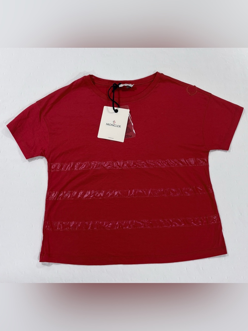 Moncler Womens Red Cotton T-Shirt - Rare 2013 Luxury Edition - Size S
